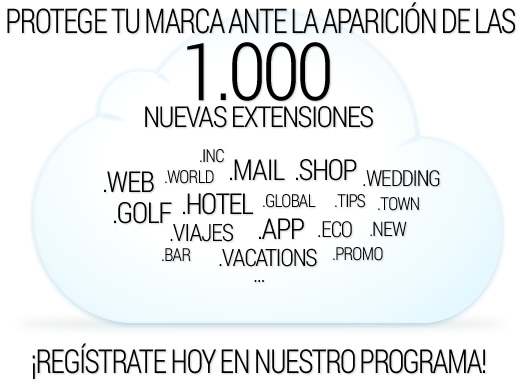 Protege tu marca ante la aparici&oacute;n de 1.000 nuevas extensiones - Reg&iacute;strate hoy a nuestro programa.